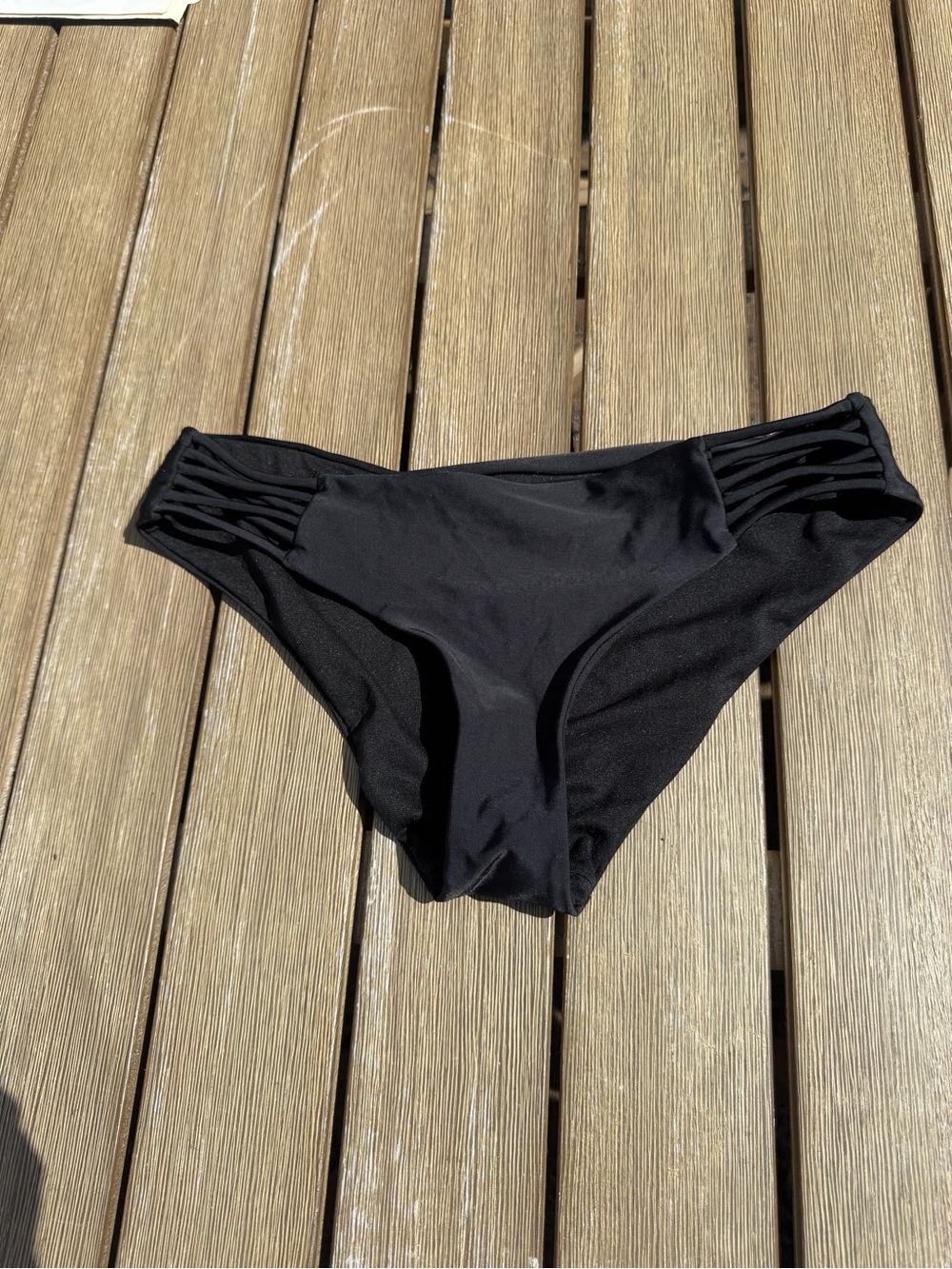 Vitamin A Black Multi-Strap Bikini Bottoms Size Medium